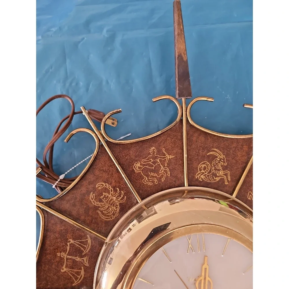 Vintage 50's United #203 Elec Starburst Zodiac Wall Clock Works, Restoration